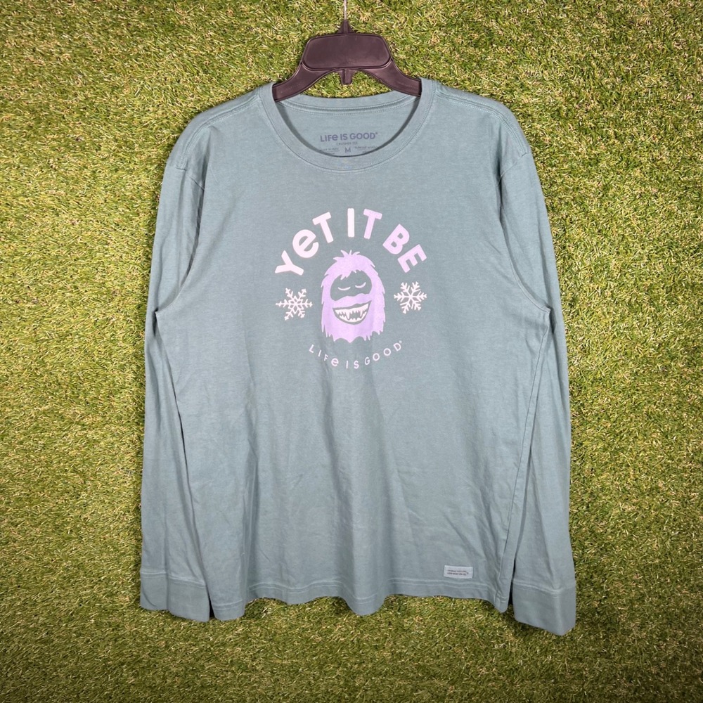 Life‎ is Good Mens Crusher Tee Long Sleeve Yet It Be Bigfoot Sage Green Size M